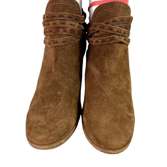 Frye Bootie Naomi Pickstitch Women 7B Brown Suede Strappy Ankle Junk Gypsy Boho - Picture 2 of 13
